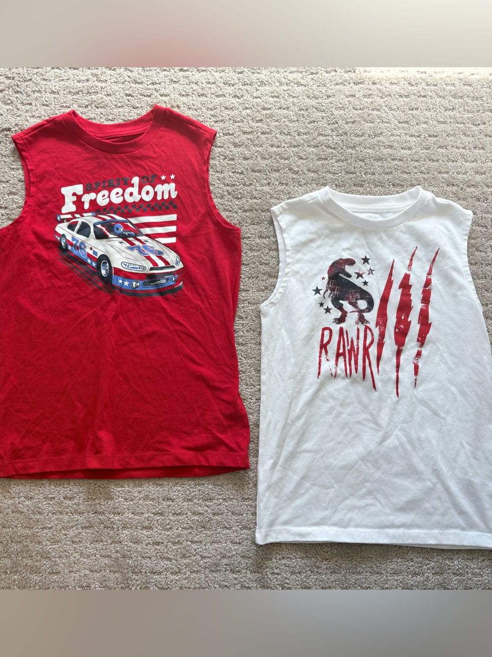 Boys Lot Of 2 S Small 6/7 USA 4th Of July Patriotic Summer Tank Tops EUC
